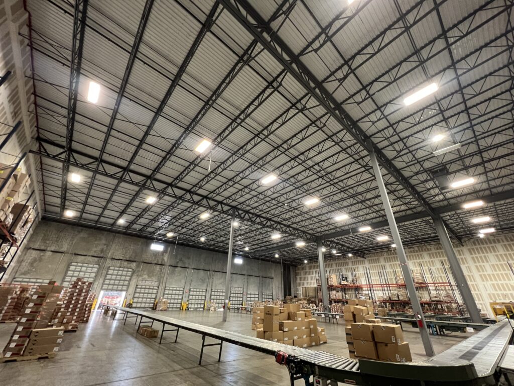 warehouse led light installation